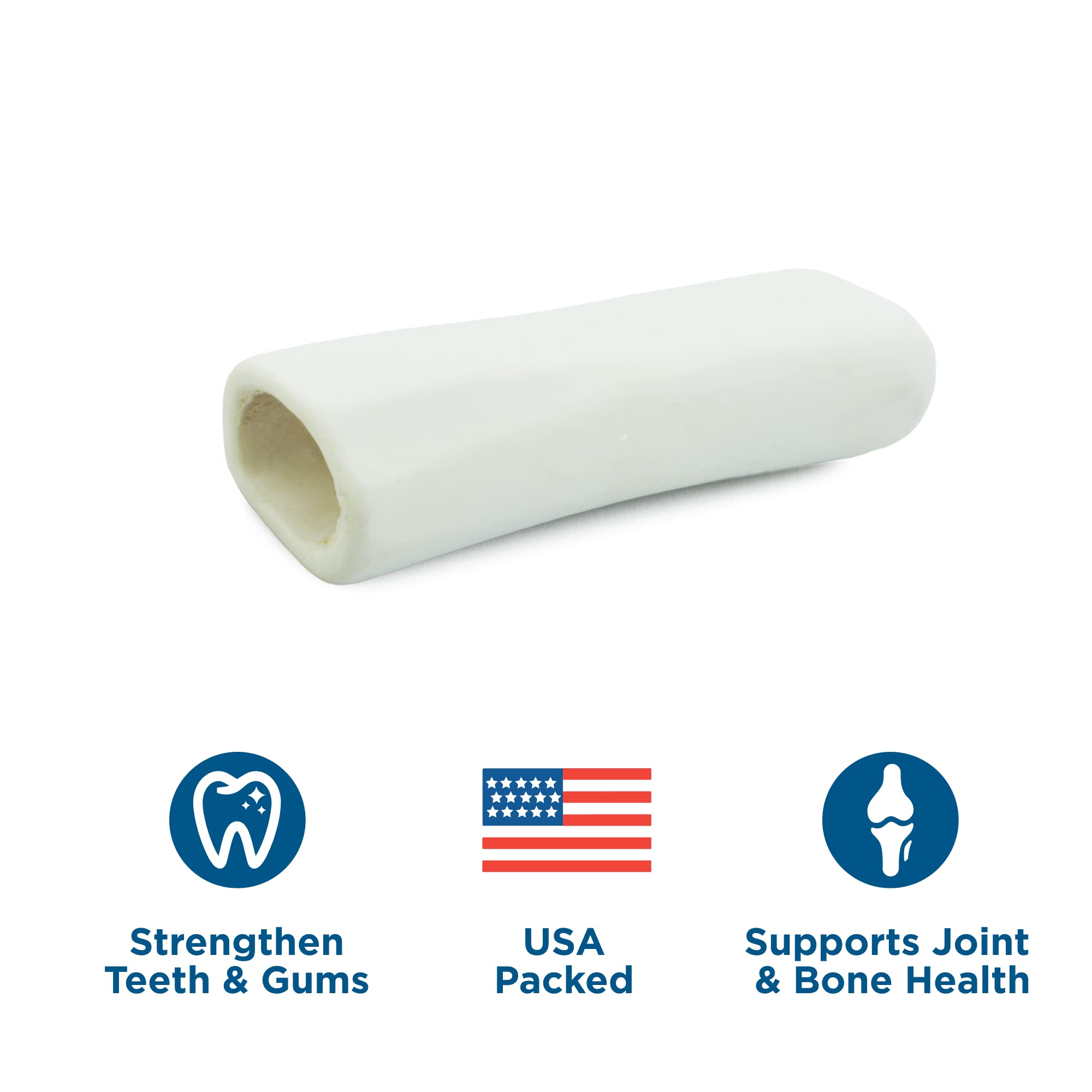 Best Bully Sticks 5-6 inch hollow shin bone in use for extended chewing.