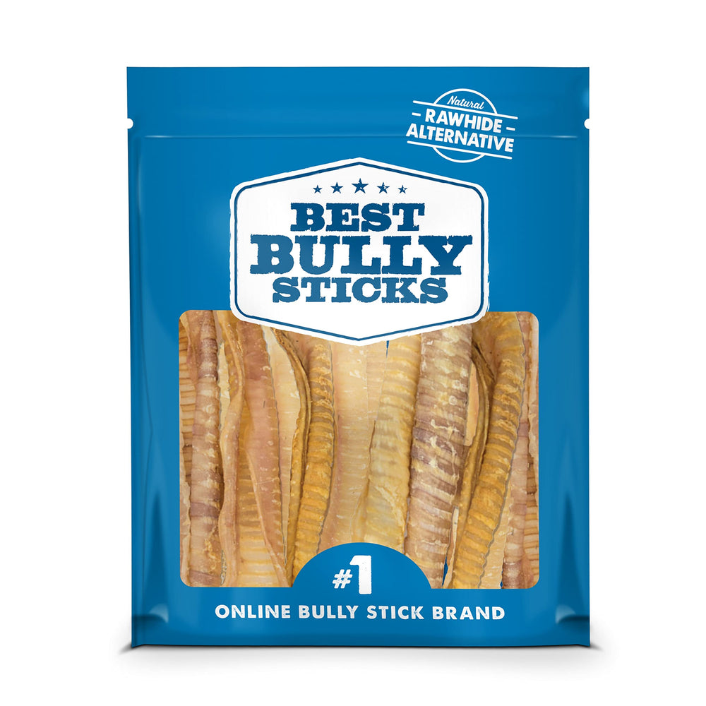 Best Bully Sticks premium 12-inch beef trachea packaging showcases all-natural, single-ingredient chew