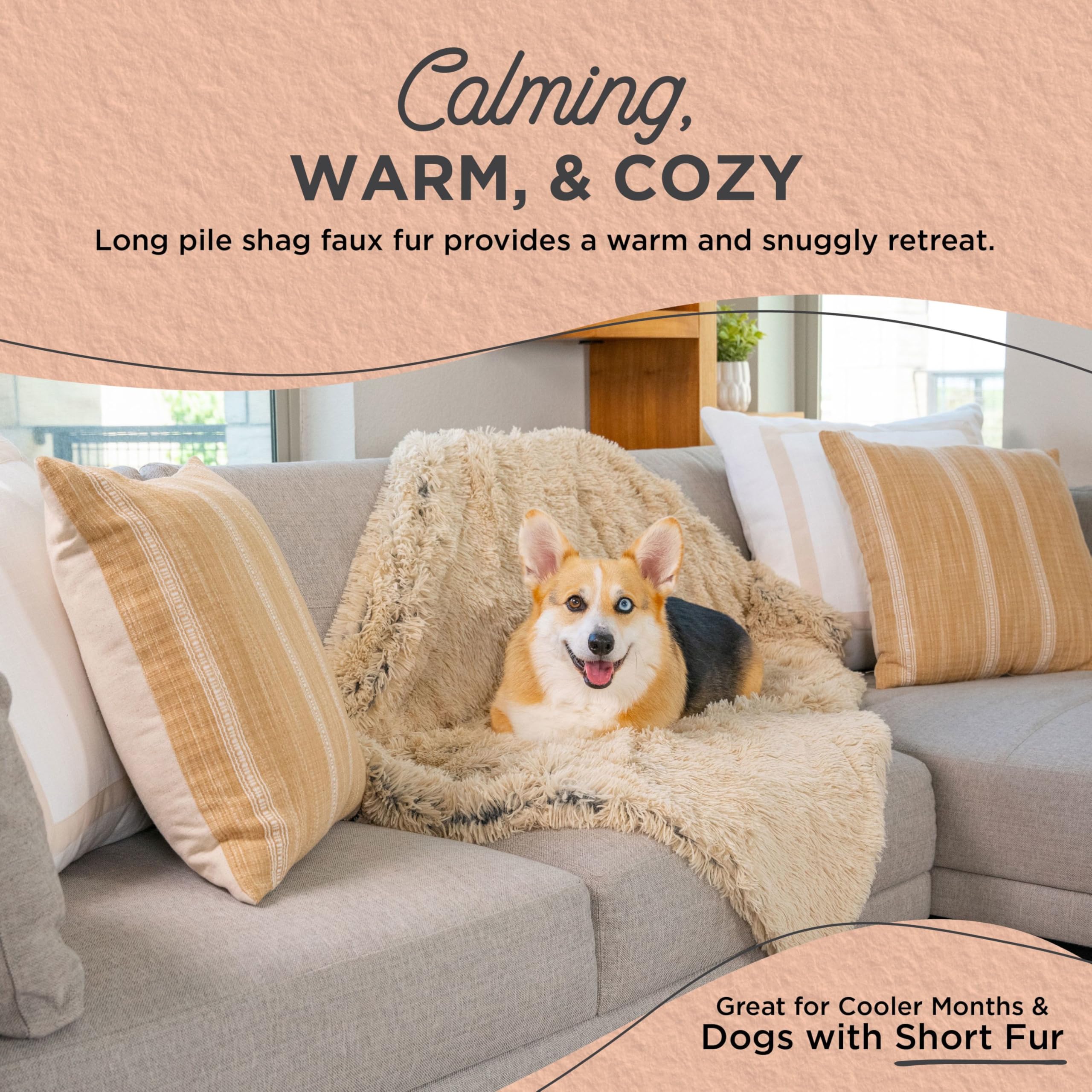 Closeup of plush faux fur from Best Friends by Sheri creates a comforting burrow feel.