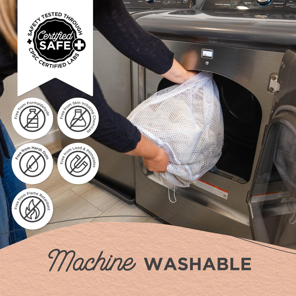 Best Friends by Sheri Calming Shag blanket being machine washed for easy hygiene and care.