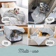 Best Friends by Sheri calming shag blanket on couch used as furniture protector