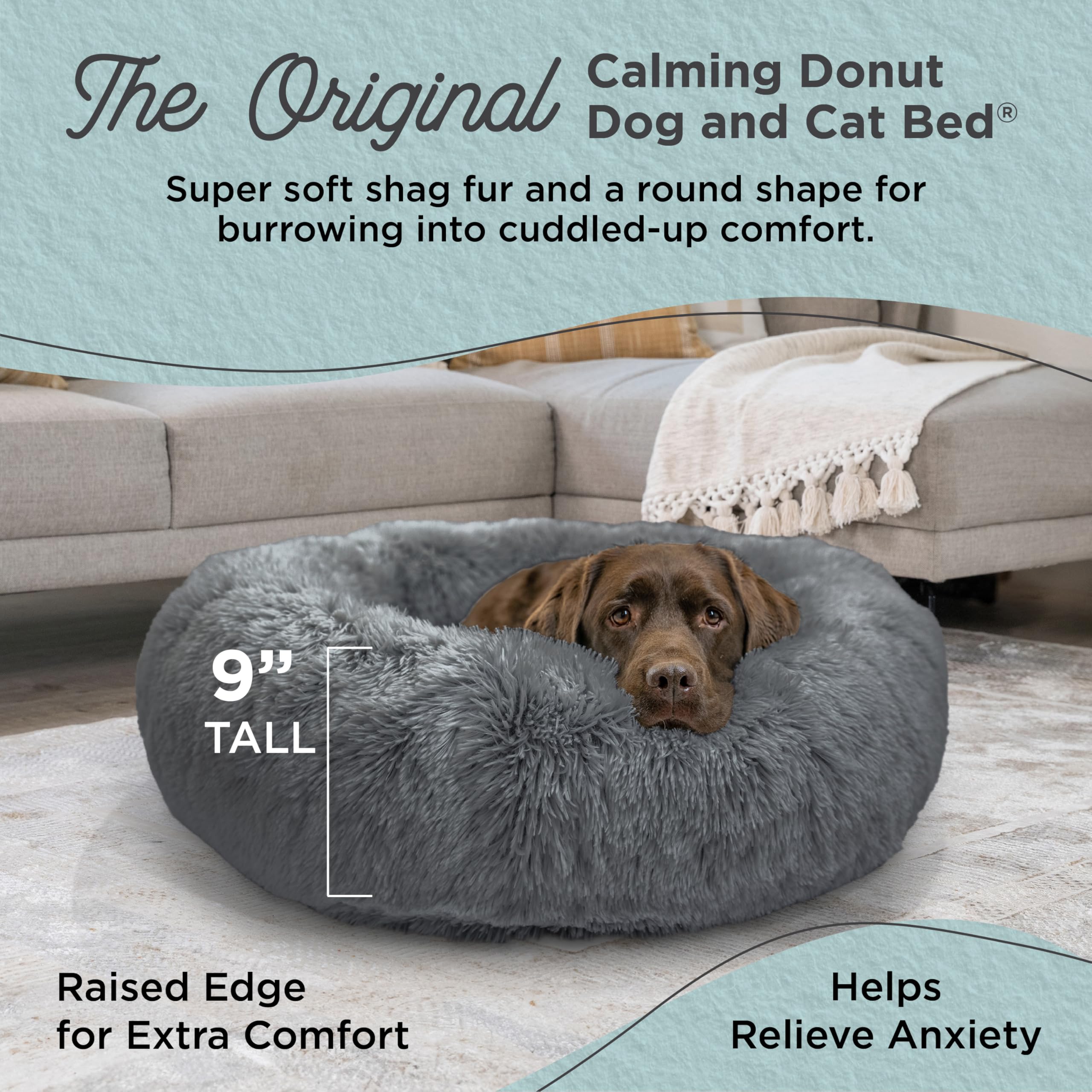 Best Friends by Sheri Donut Bed in shag fur close-up, highlighting plush texture.