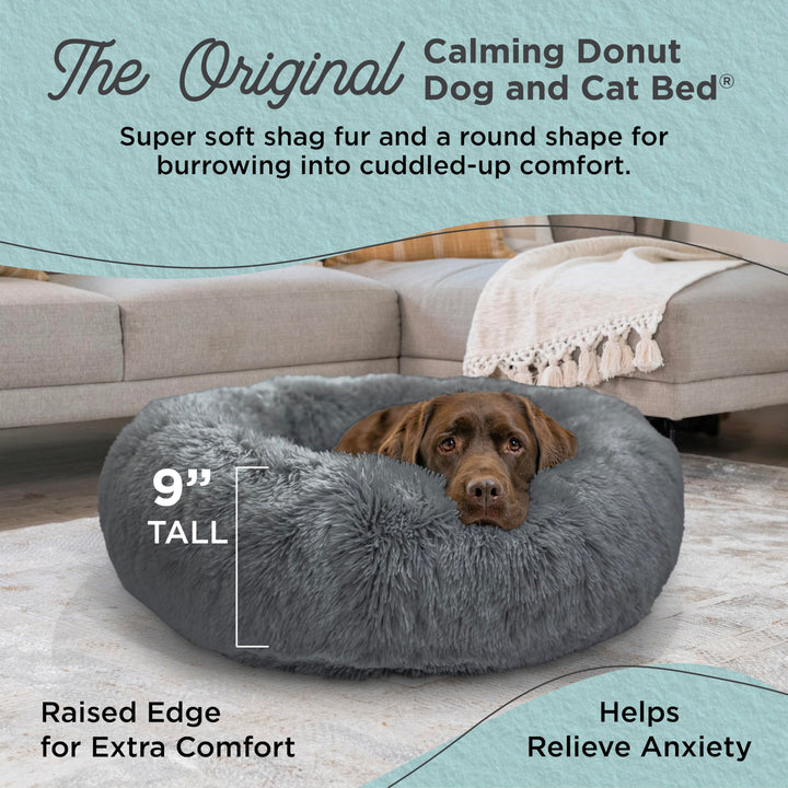 Best Friends by Sheri Donut Bed in shag fur close-up, highlighting plush texture.