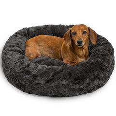 Best Friends by Sheri Original Calming Donut Bed Lux fur, dark mink; cozy refuge for small dogs.