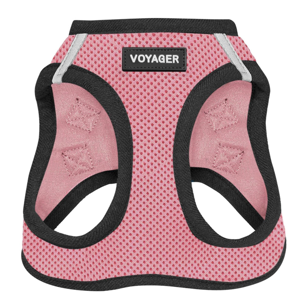 Best Pet Supplies all-weather harness front view with pink trim for everyday walks