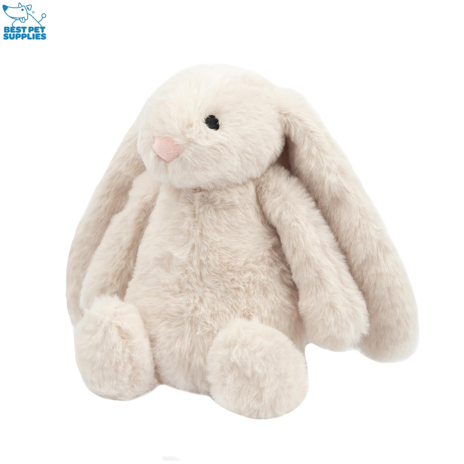 Best Pet Supplies bunny closeup with squeaker highlights sounds that entice dogs during play.