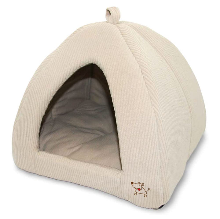 Best Pet Supplies cat bed indoor tent in corduroy beige provides cozy hideaway.