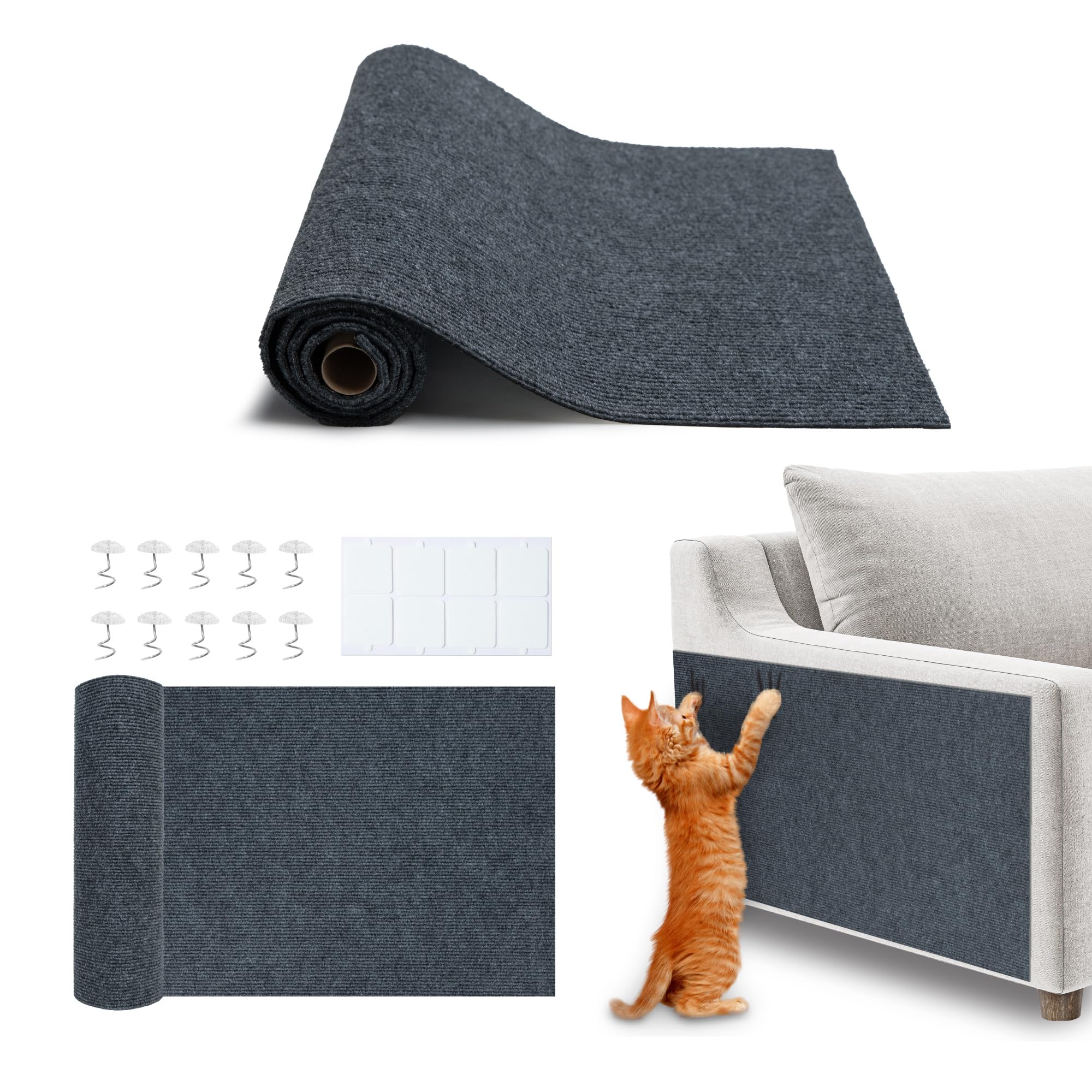 Best Pet Supplies Catify scratch mat on sofa protects furniture from claws.