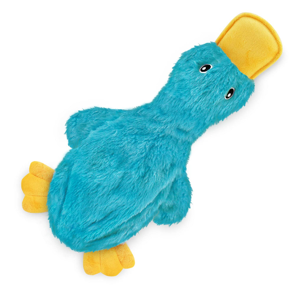 Best Pet Supplies crinkle duck toy turquoise front, durable and mess-free