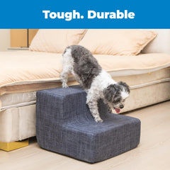 Best Pet Supplies dog stairs in dark gray linen for stylish home integration.