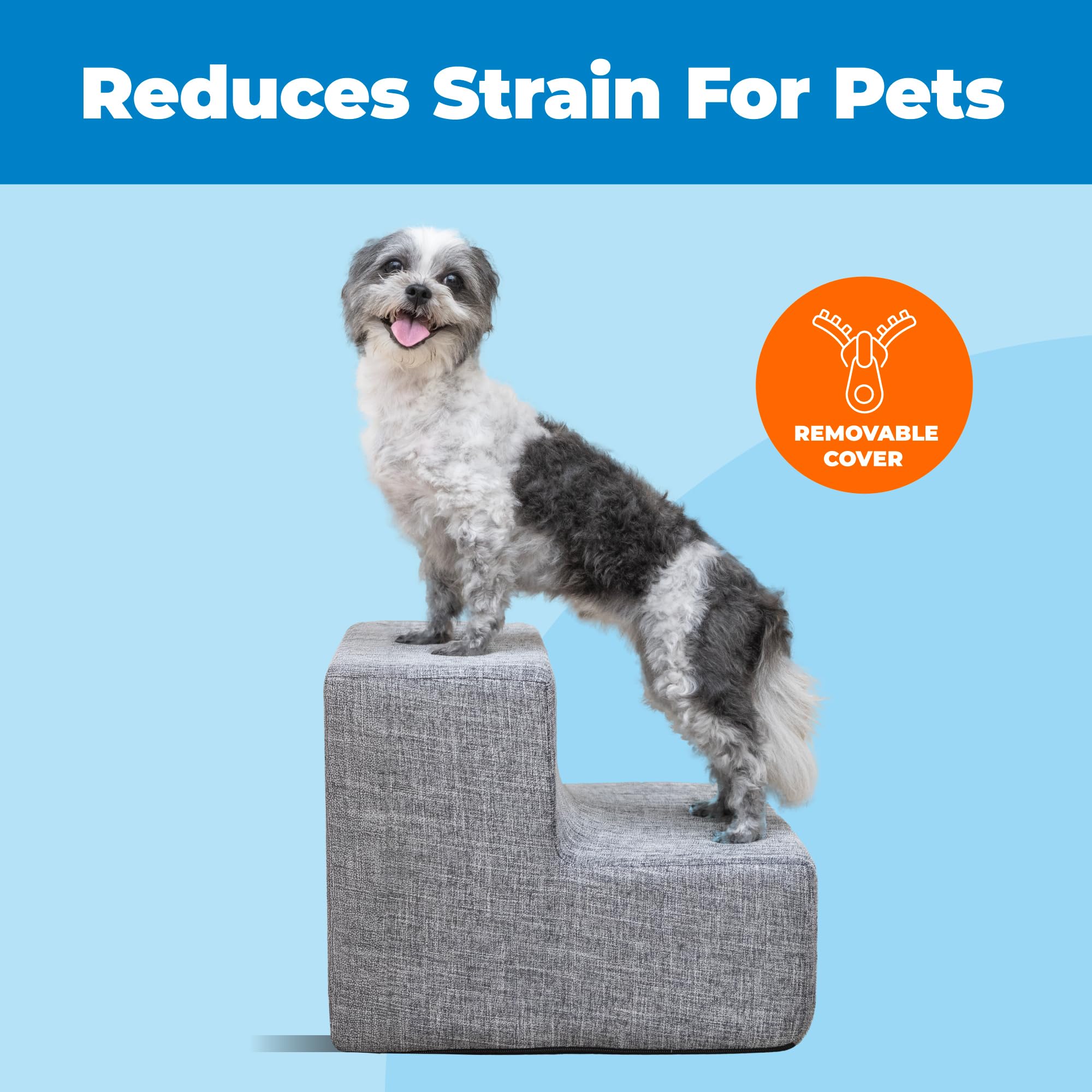 Best Pet Supplies two-step foam stairs show a 12-inch height for indoor use.