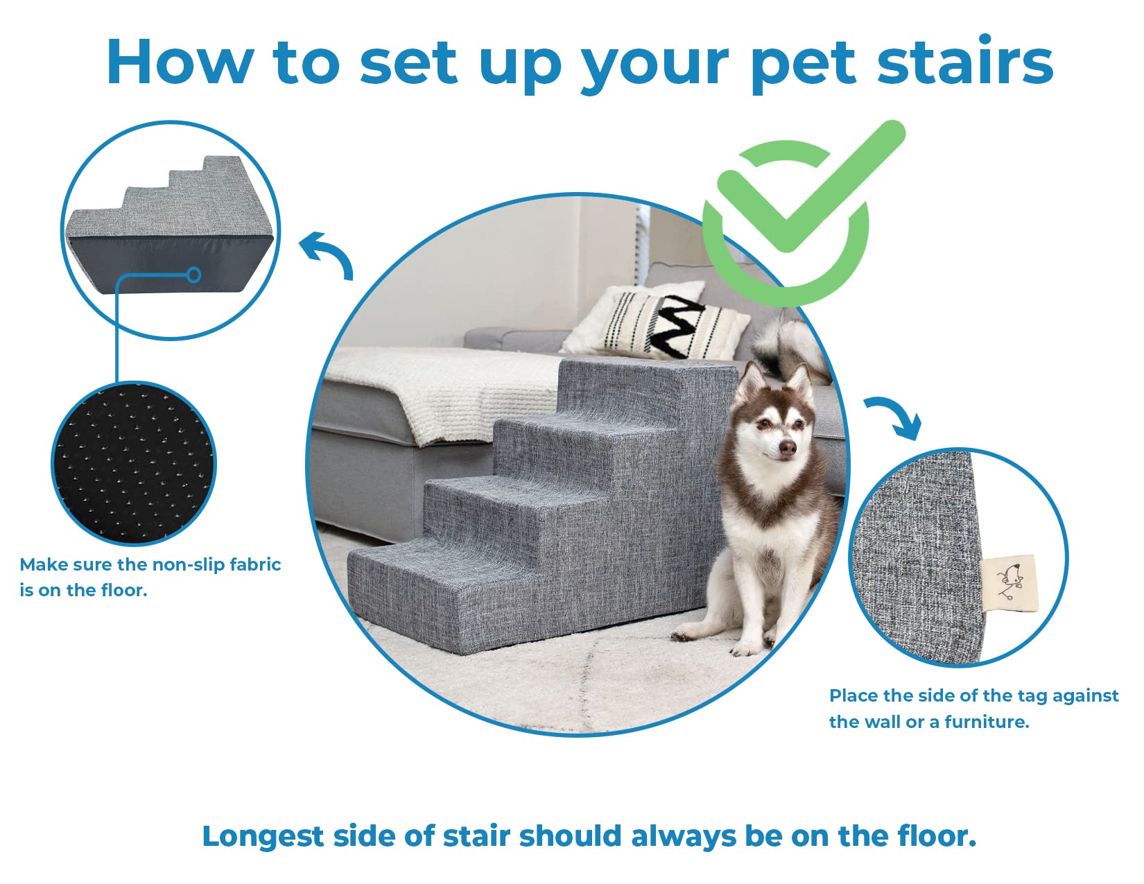 Cat and dog using Best Pet Supplies stairs to access furniture