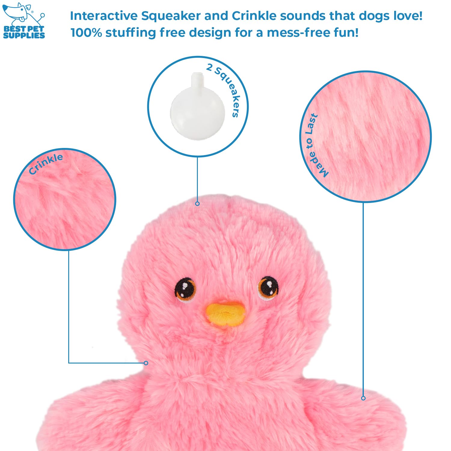 Best Pet Supplies crinkle legs pink dog toy enhances curiosity and exercise.