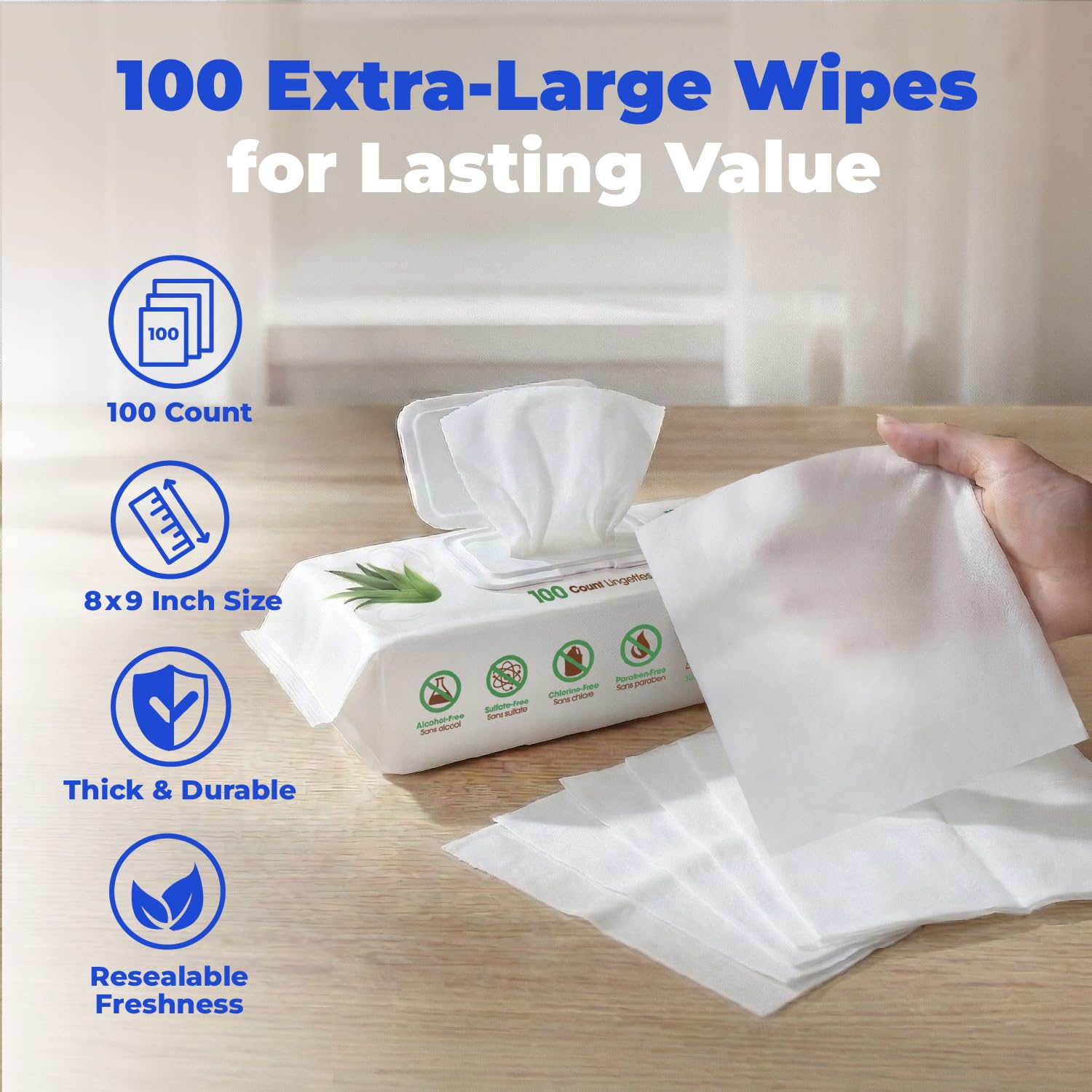 Best Pet Supplies dog wipes plant-based fibers provide durable cleaning.