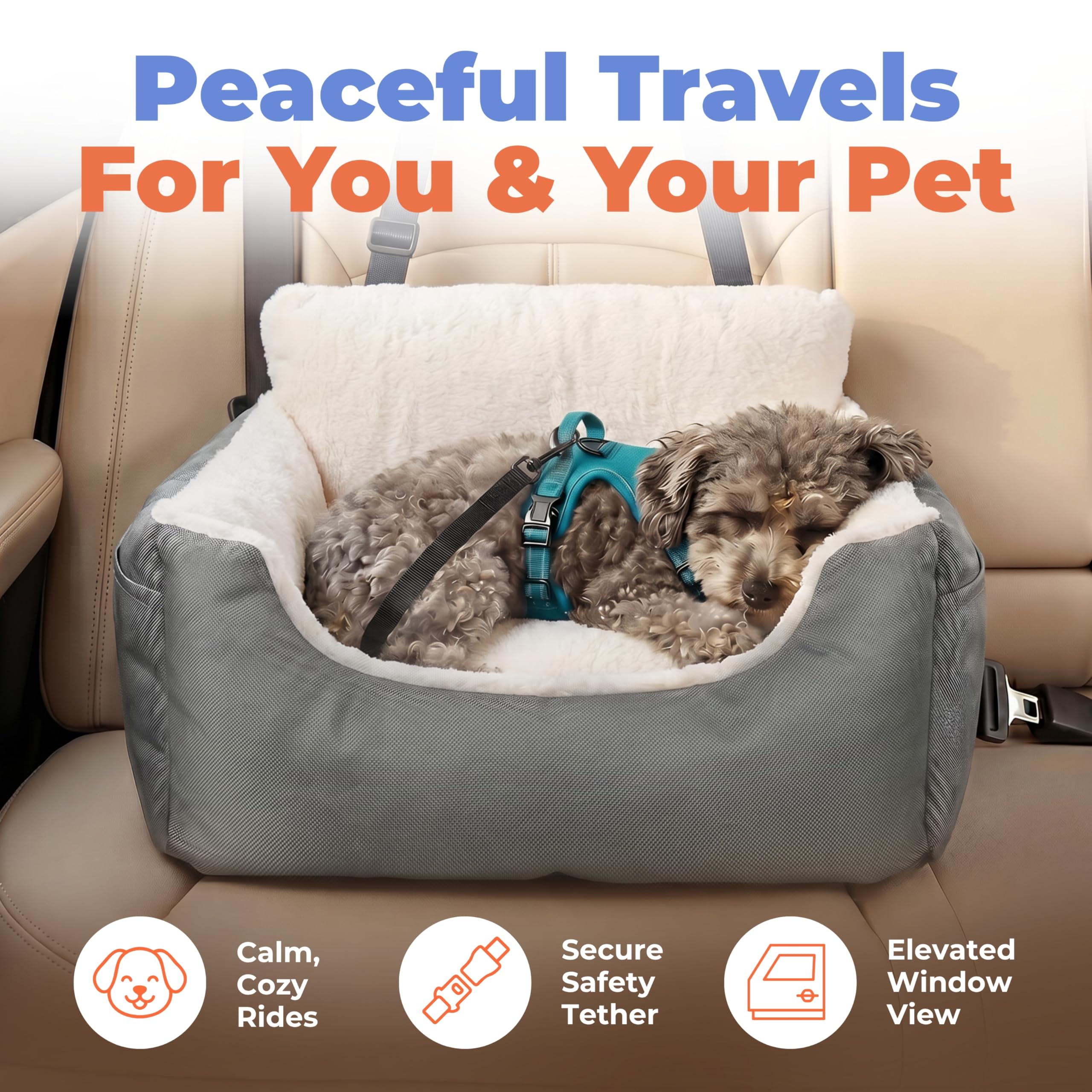 Best Pet Supplies Elevated Dog Car Seat back view showing interior space.