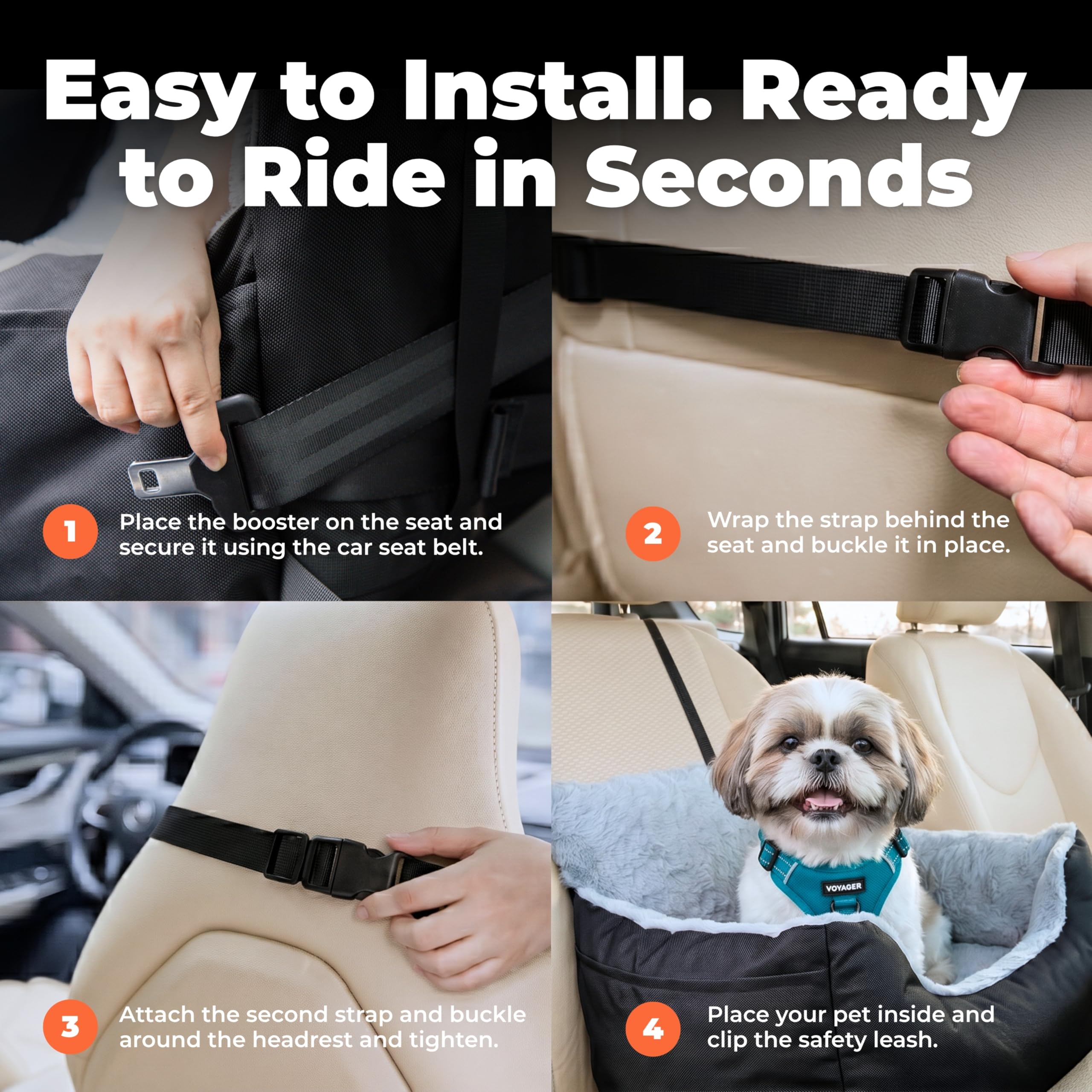 Best Pet Supplies Elevated Dog Car Seat removable cushion for easy cleaning.