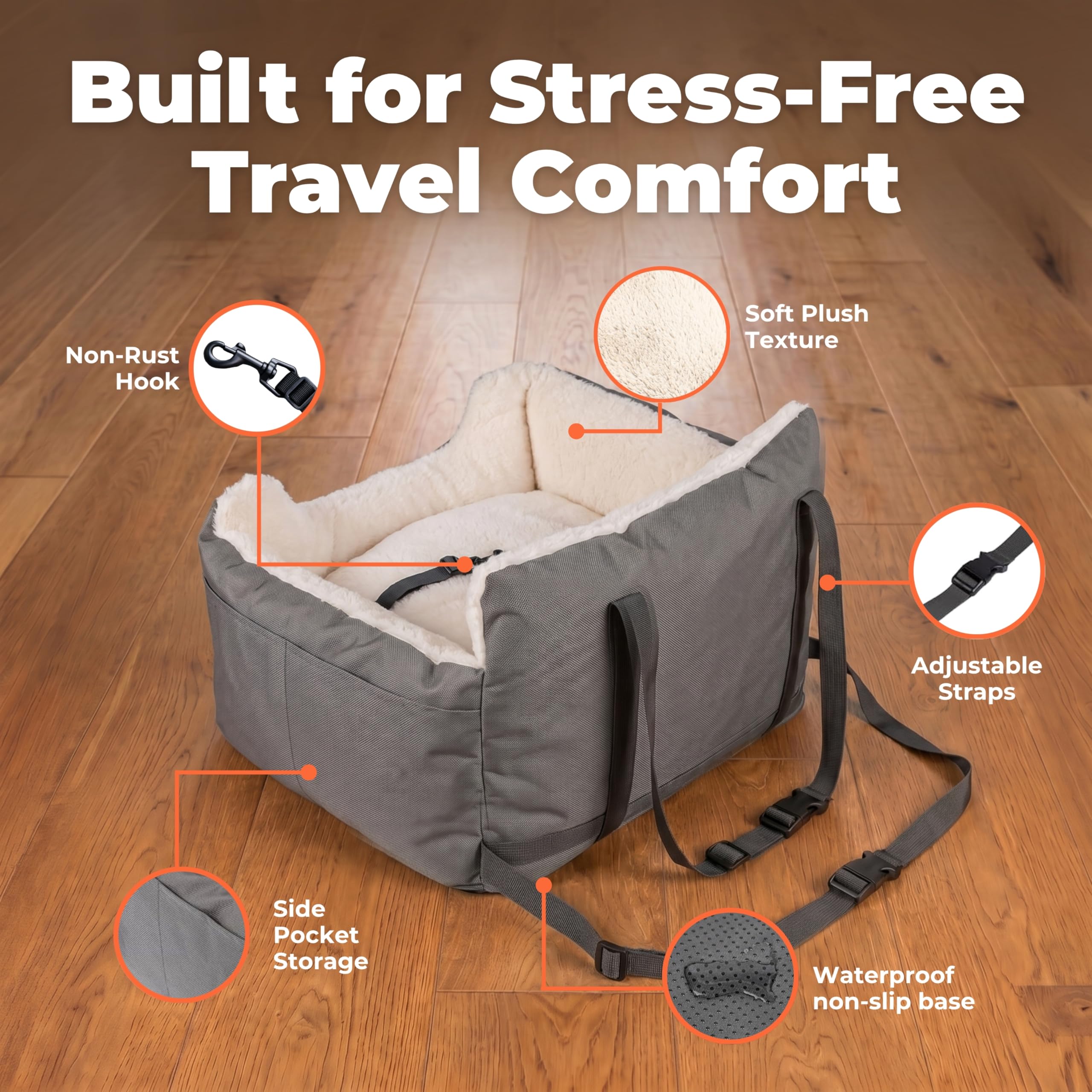 Best Pet Supplies Elevated Dog Car Seat side view with adjustable straps.