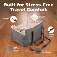Best Pet Supplies Elevated Dog Car Seat side view with adjustable straps.