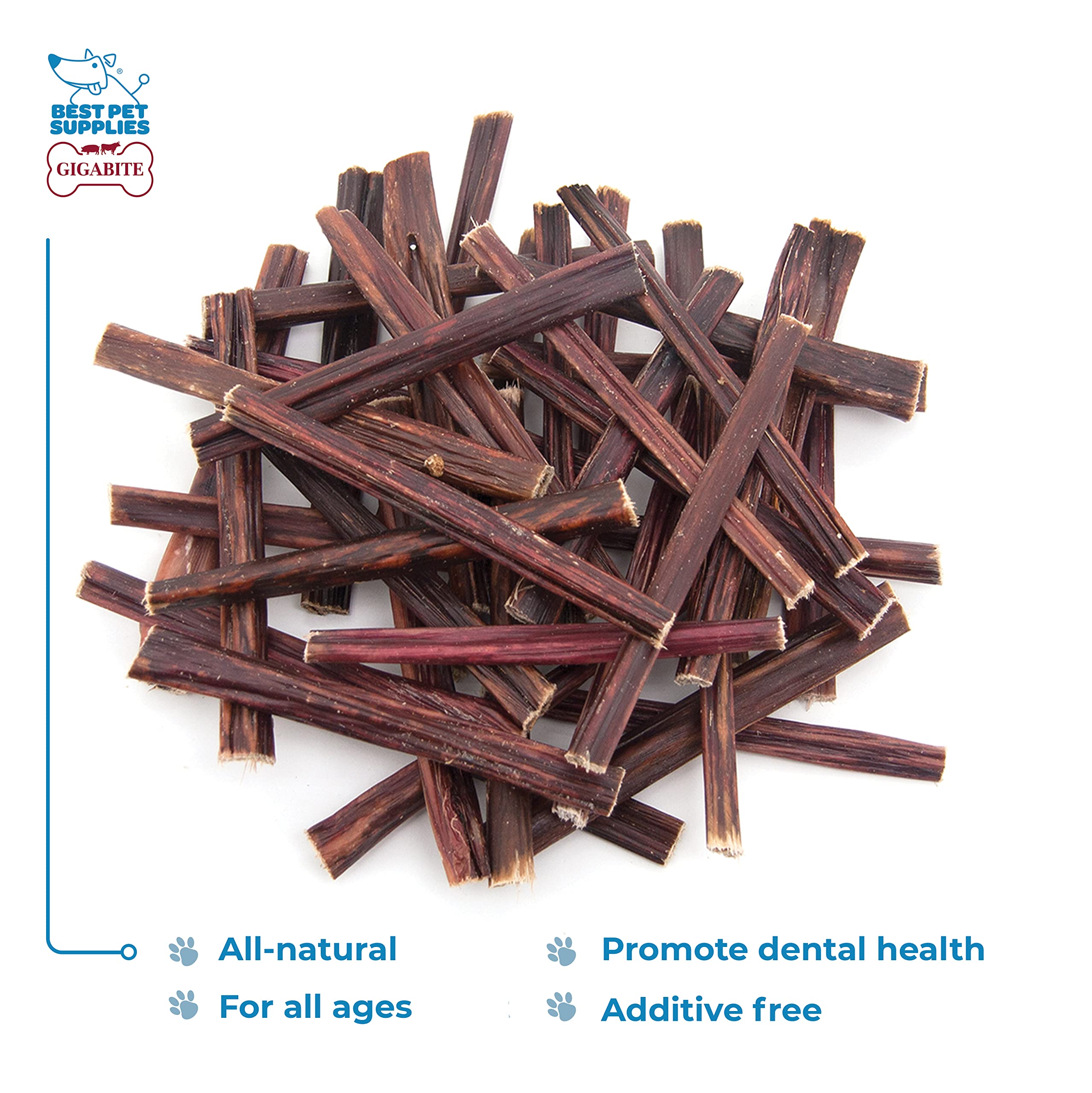 GigaBite Beef Esophagus chew close-up, rawhide-free dental-friendly treat.