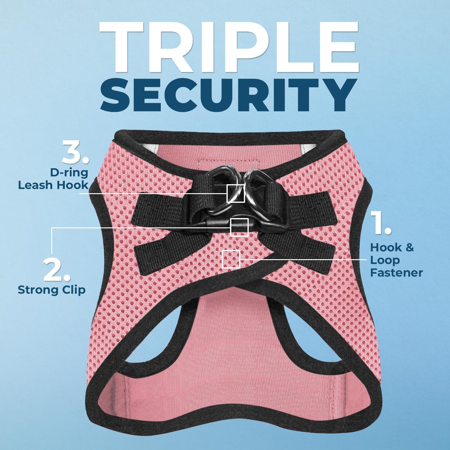 Best Pet Supplies harness close-up shows soft mesh for breathable comfort