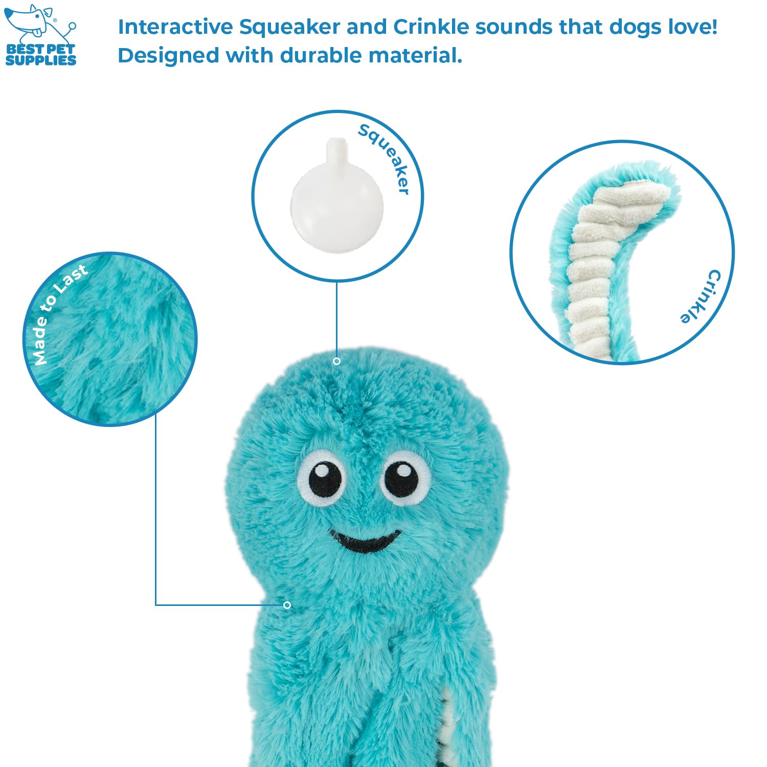 Best Pet Supplies Octomutant toy triple-color design increases visibility during outdoor play.