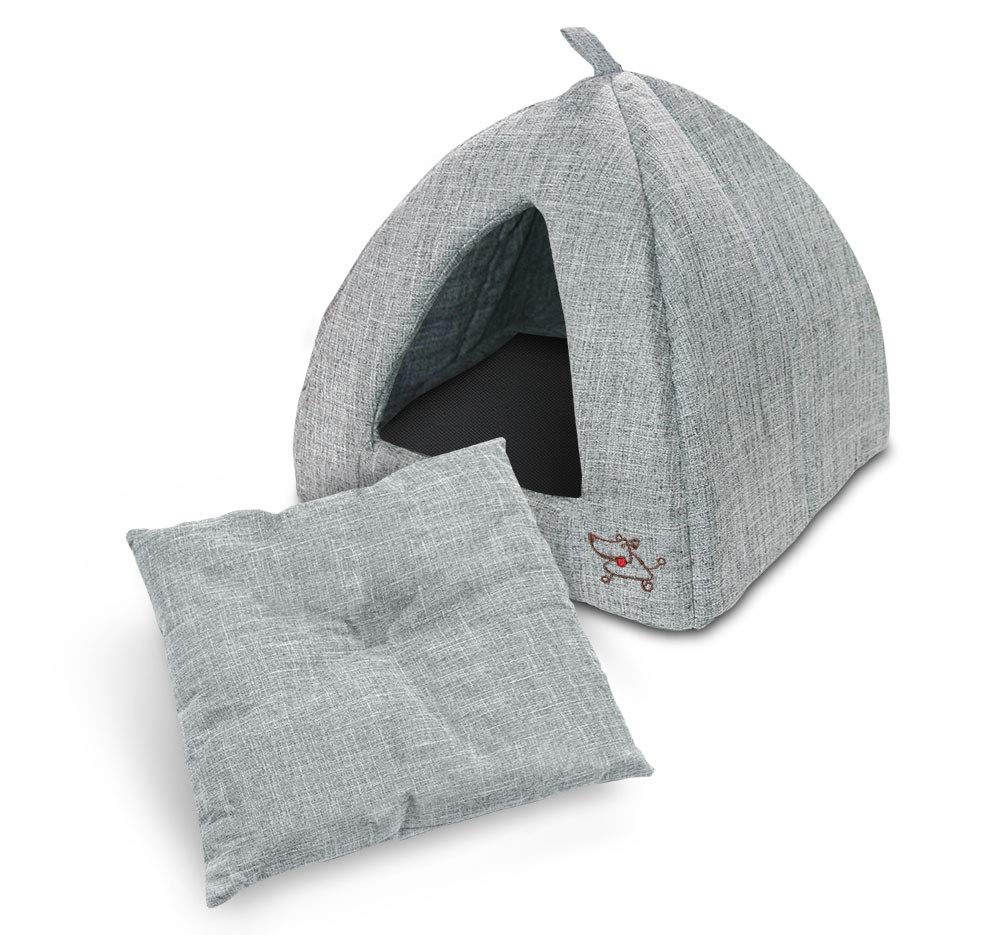 Best Pet Supplies pet tent gray linen side profile highlighting durability