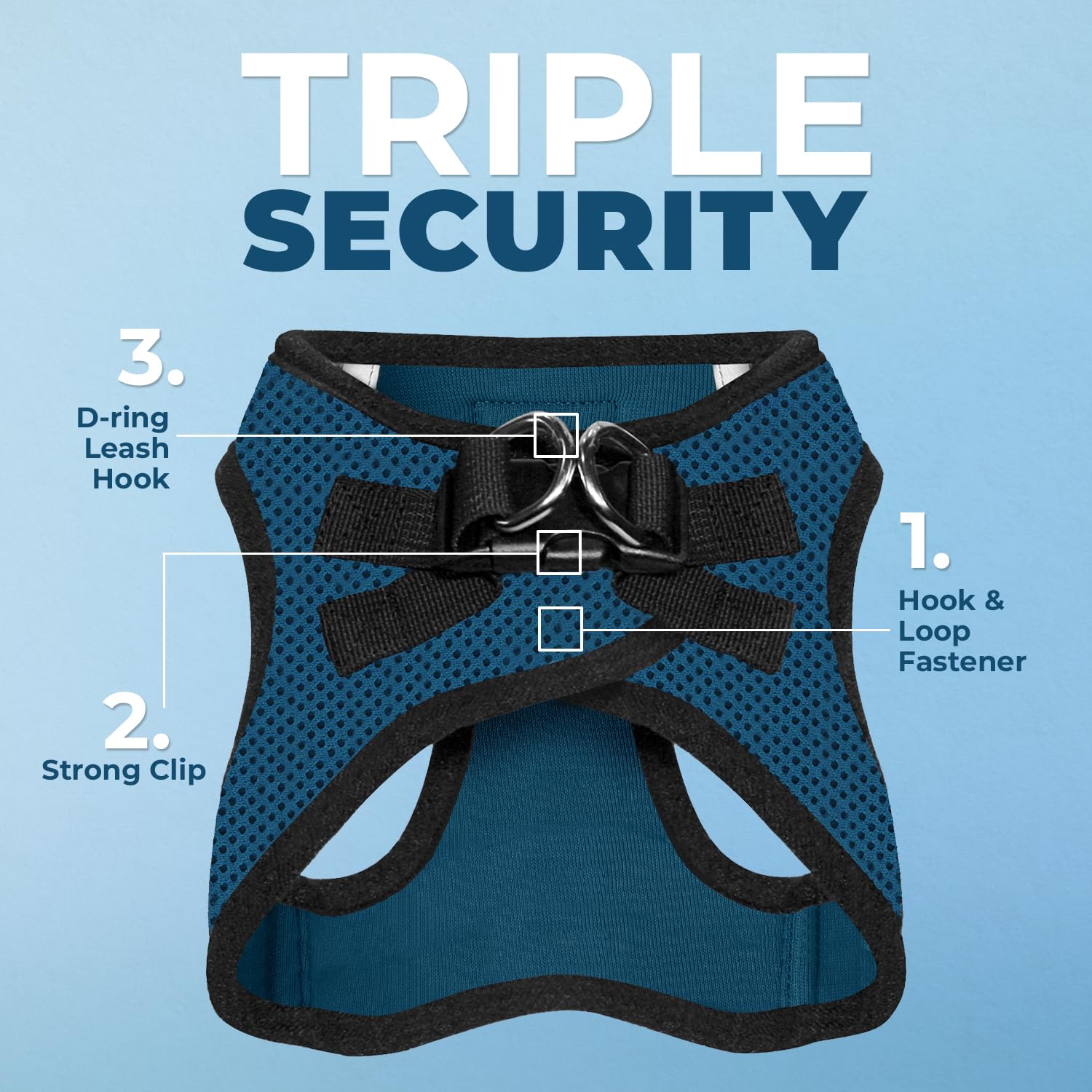 Best Pet Supplies plush padding harness with blue trim for soft comfort