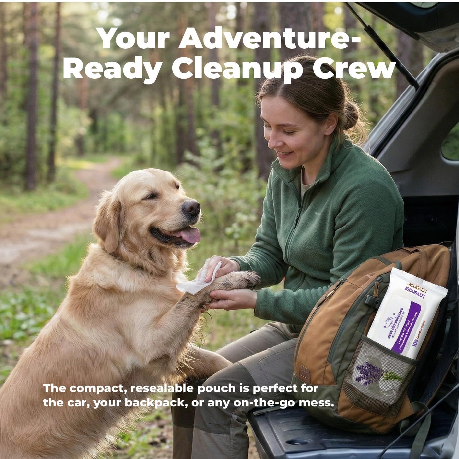 Best Pet Supplies resealable 100-count pouch for daily grooming on the go