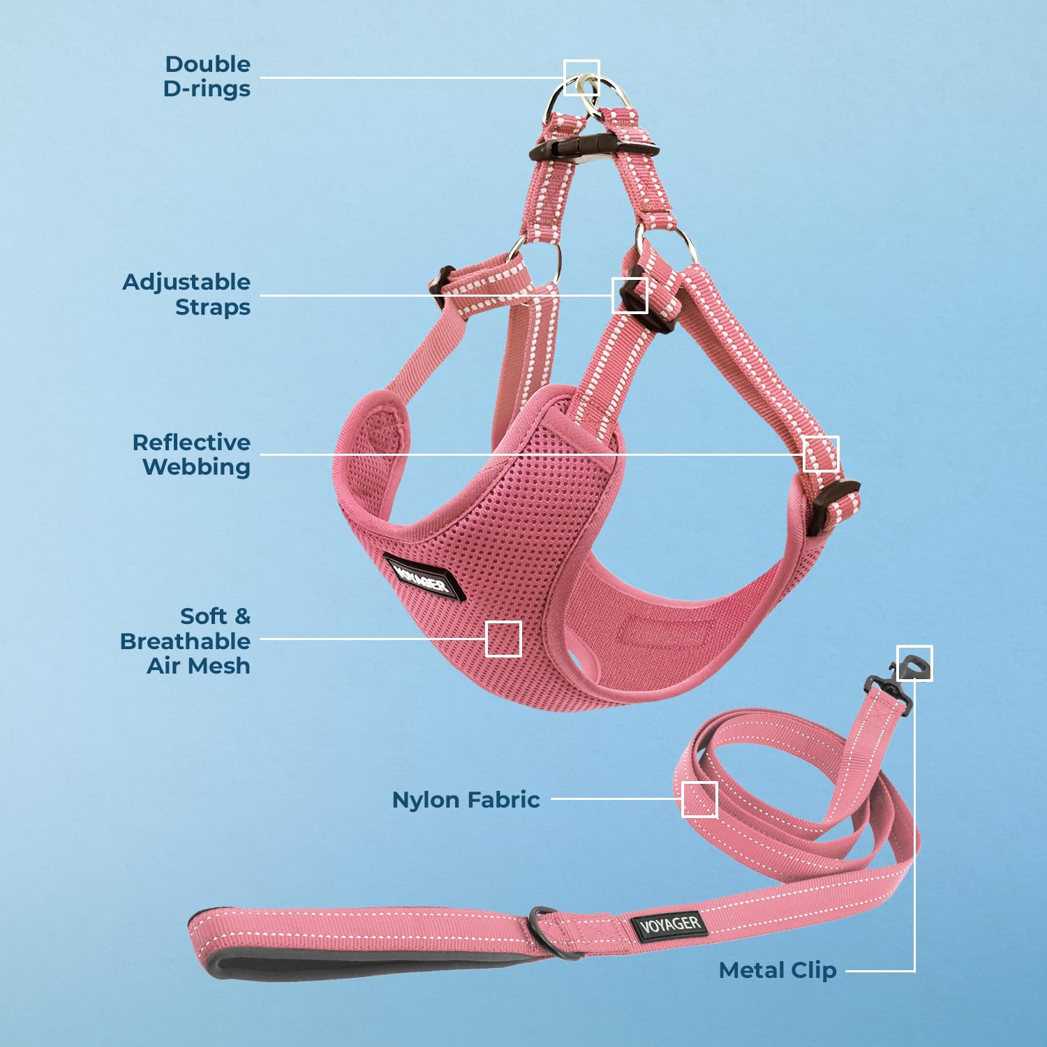 Best Pet Supplies Voyager adjustable straps ensure a secure, customizable fit