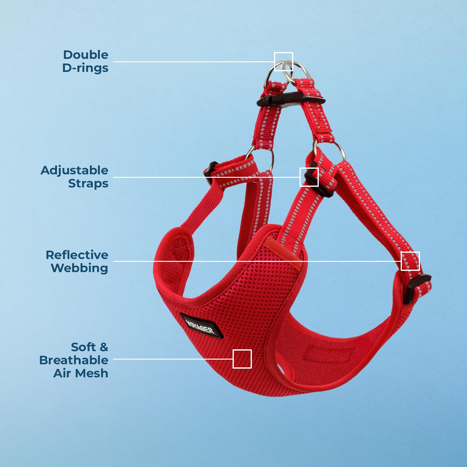 Voyager chest-pressure no-pull design helps calmer walks and less pulling
