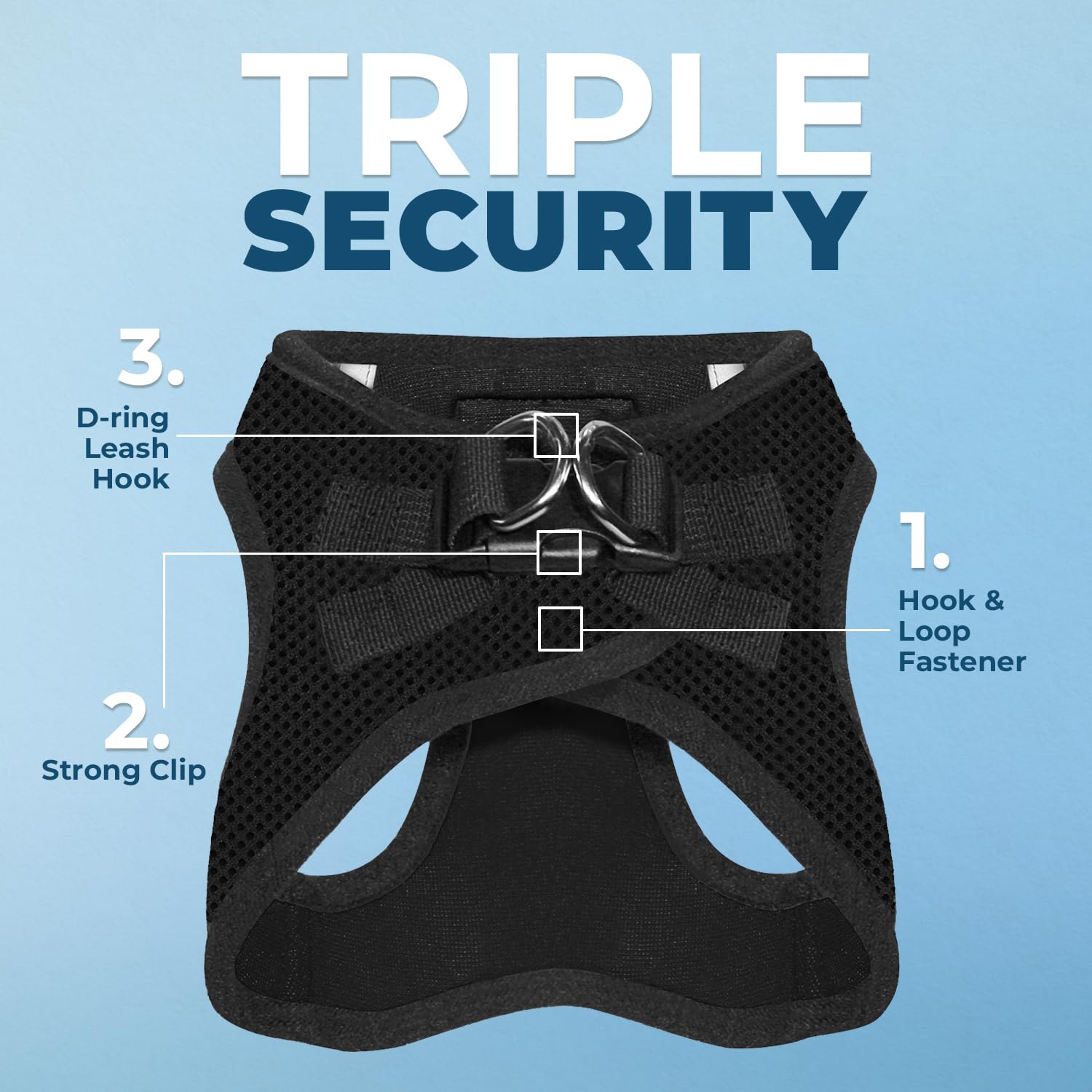 Voyager harness showing reflective bands for low-light visibility