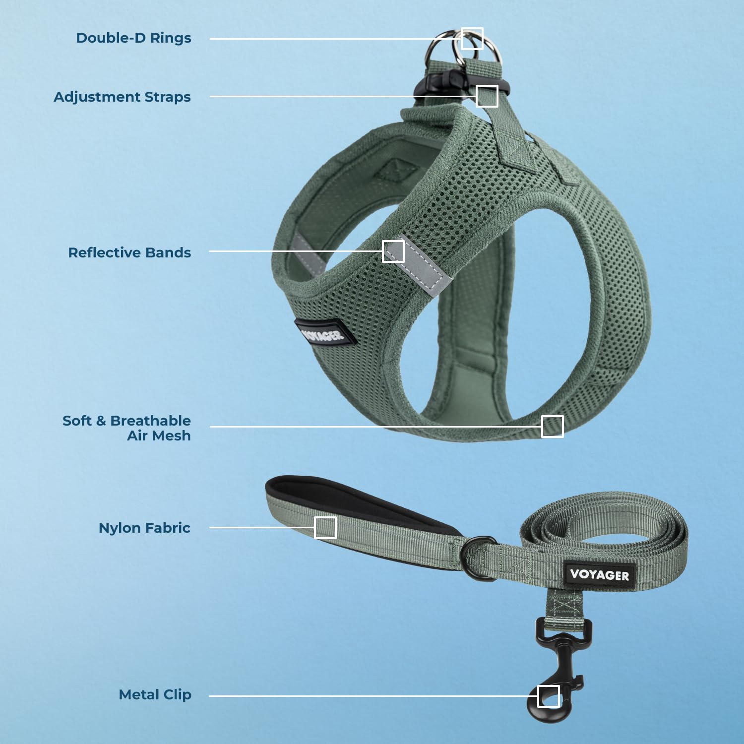 Best Pet Supplies Voyager 5ft leash with neoprene handle for comfortable grip.