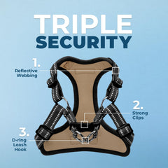 Voyager harness with 3M Scotchlite reflective straps for safer low-light visibility.