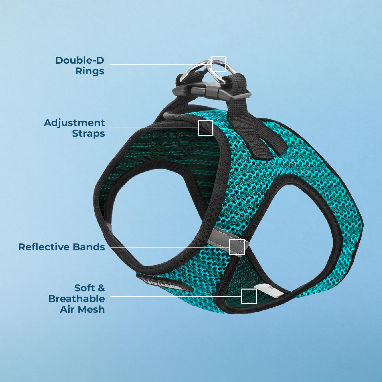 Lightweight all-weather Voyager harness dries quickly for daily use.