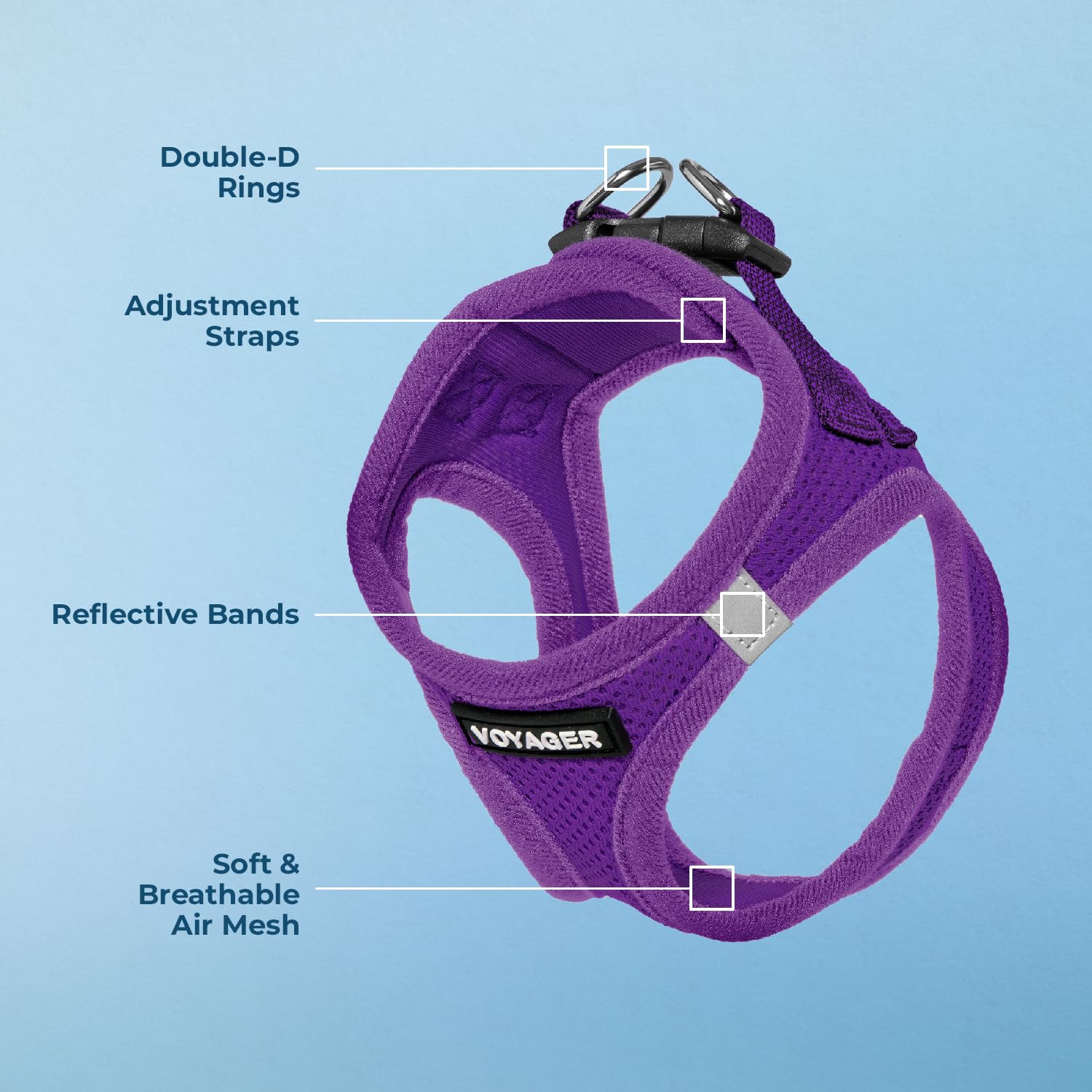 Voyager Step-in Air Harness using hook-loop fastener for secure, quick closure.