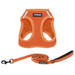 Best Pet Supplies Voyager orange harness front view with breathable mesh for comfort