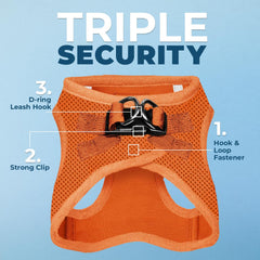 Best Pet Supplies Voyager orange harness side view showing reflective bands for visibility