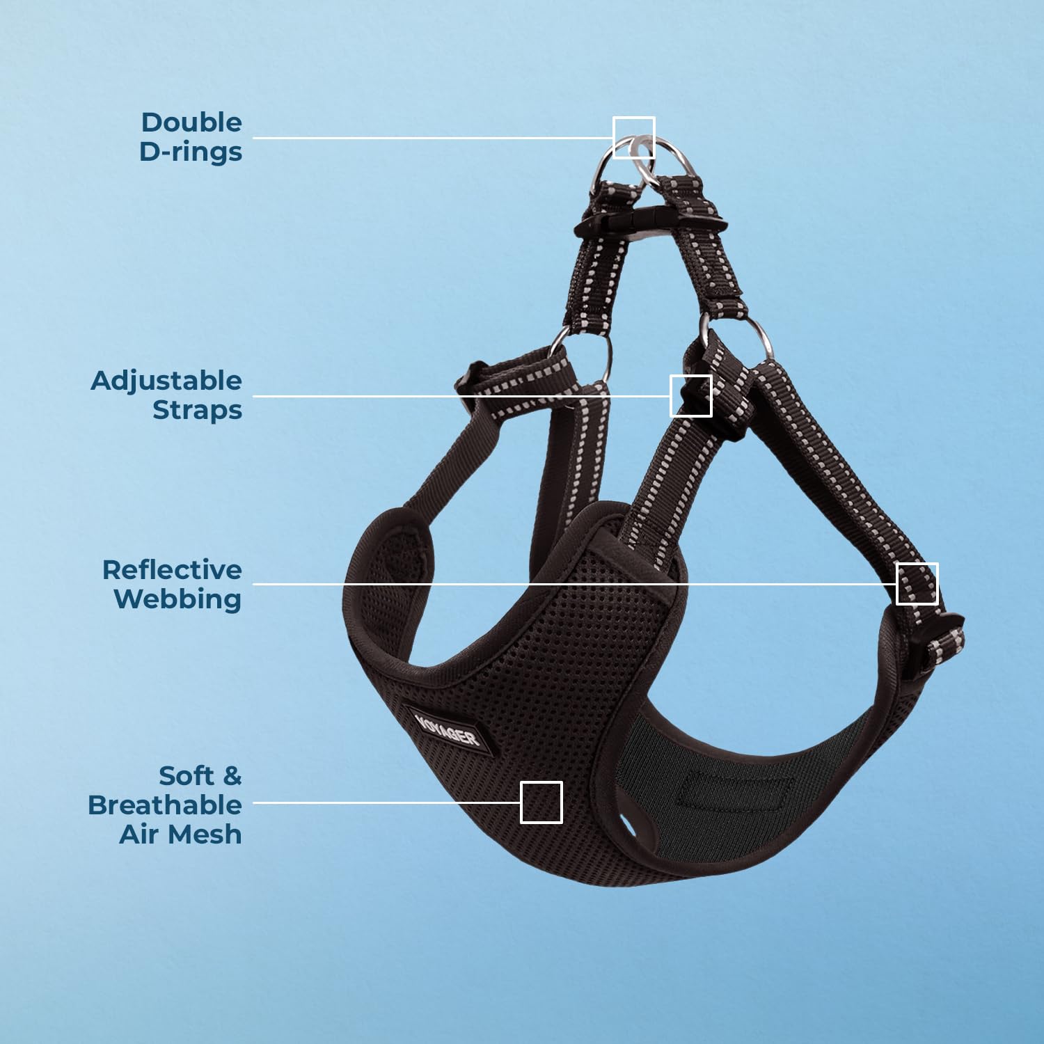 Best Pet Supplies Voyager step-in harness with reflective straps for safety after dark