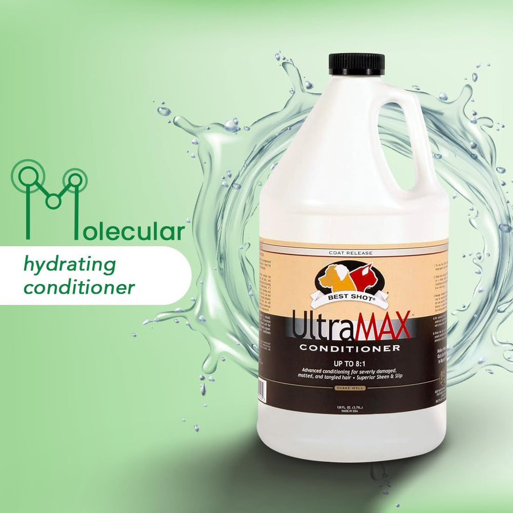 Pour action of UltraMAX Pro conditioner showing easy dilution for custom use.