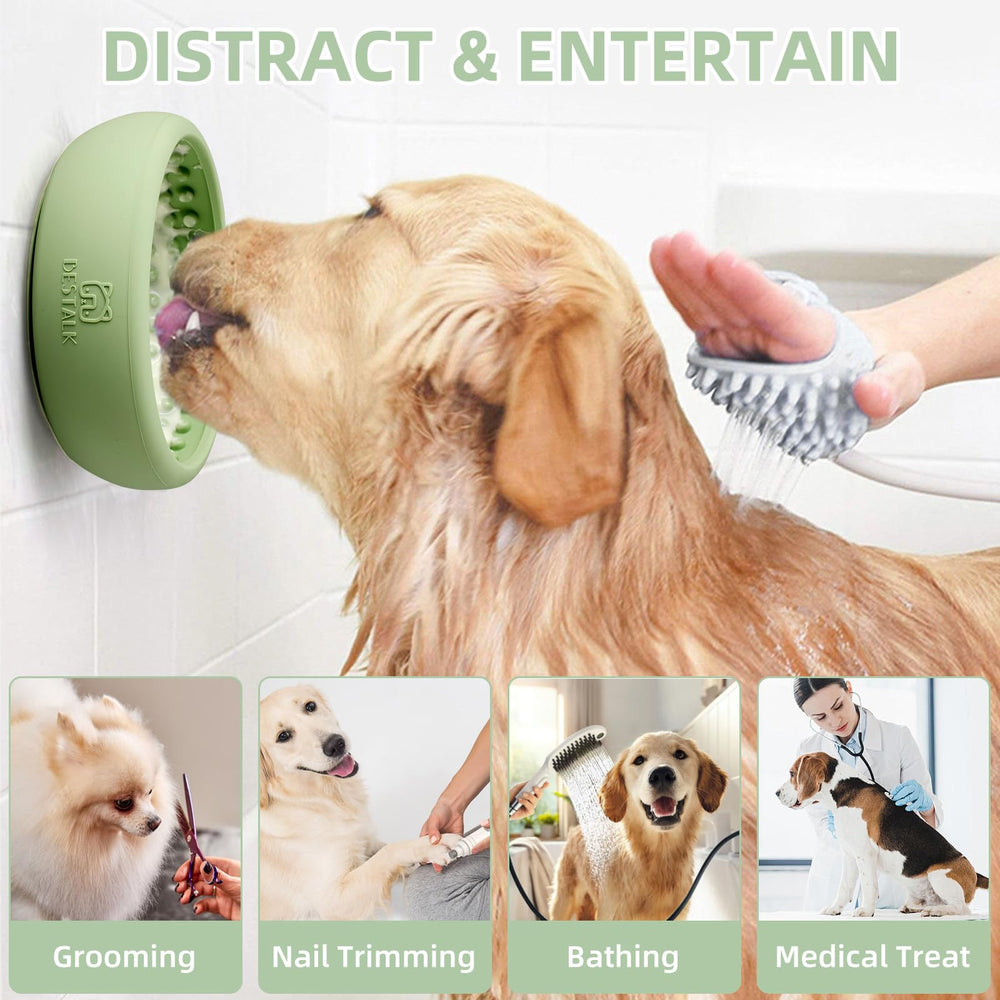 Bestalk dog lick bowl green side view showing non-slip stability
