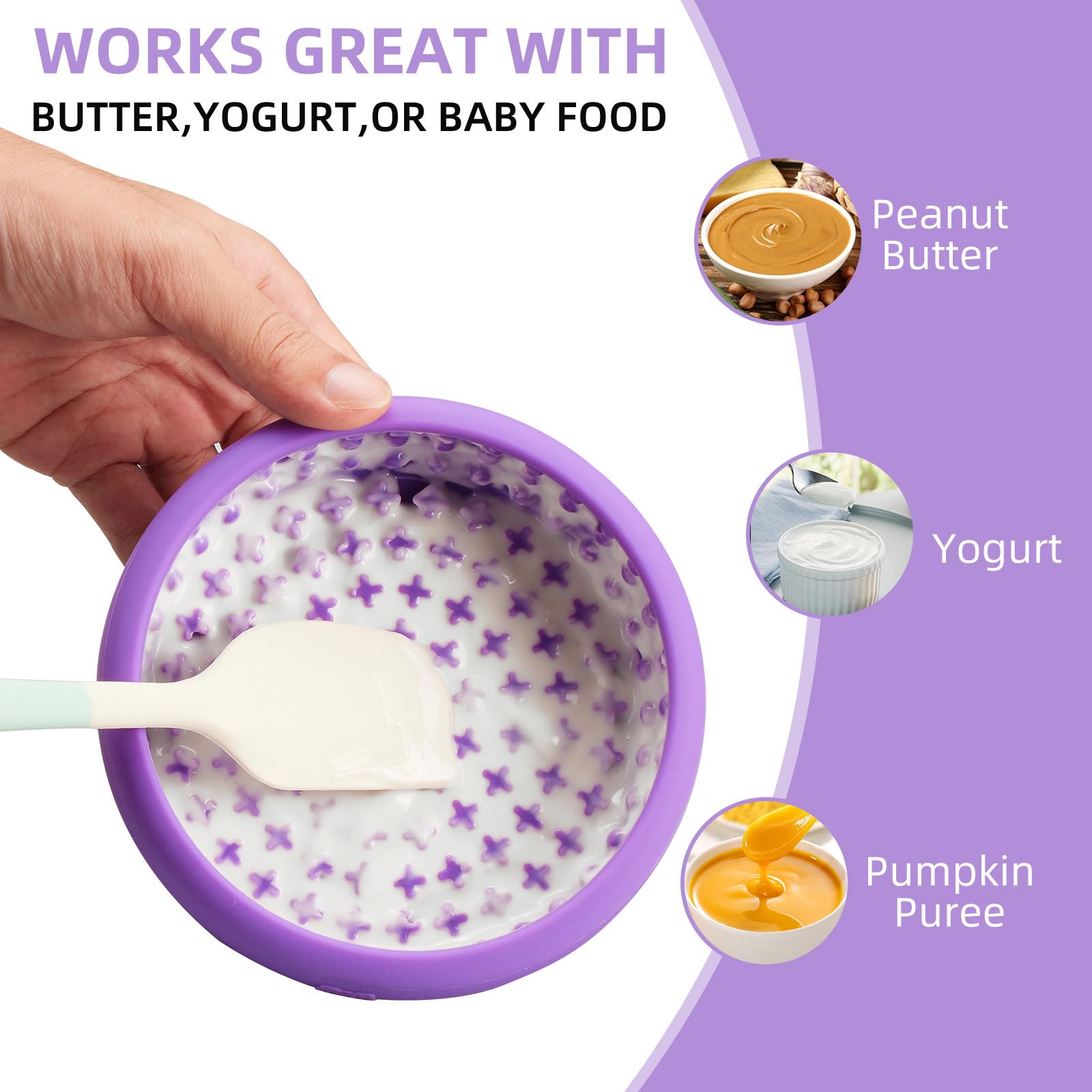 Bestalk dog lick bowl purple dishwasher-safe label highlights easy cleaning after meals.