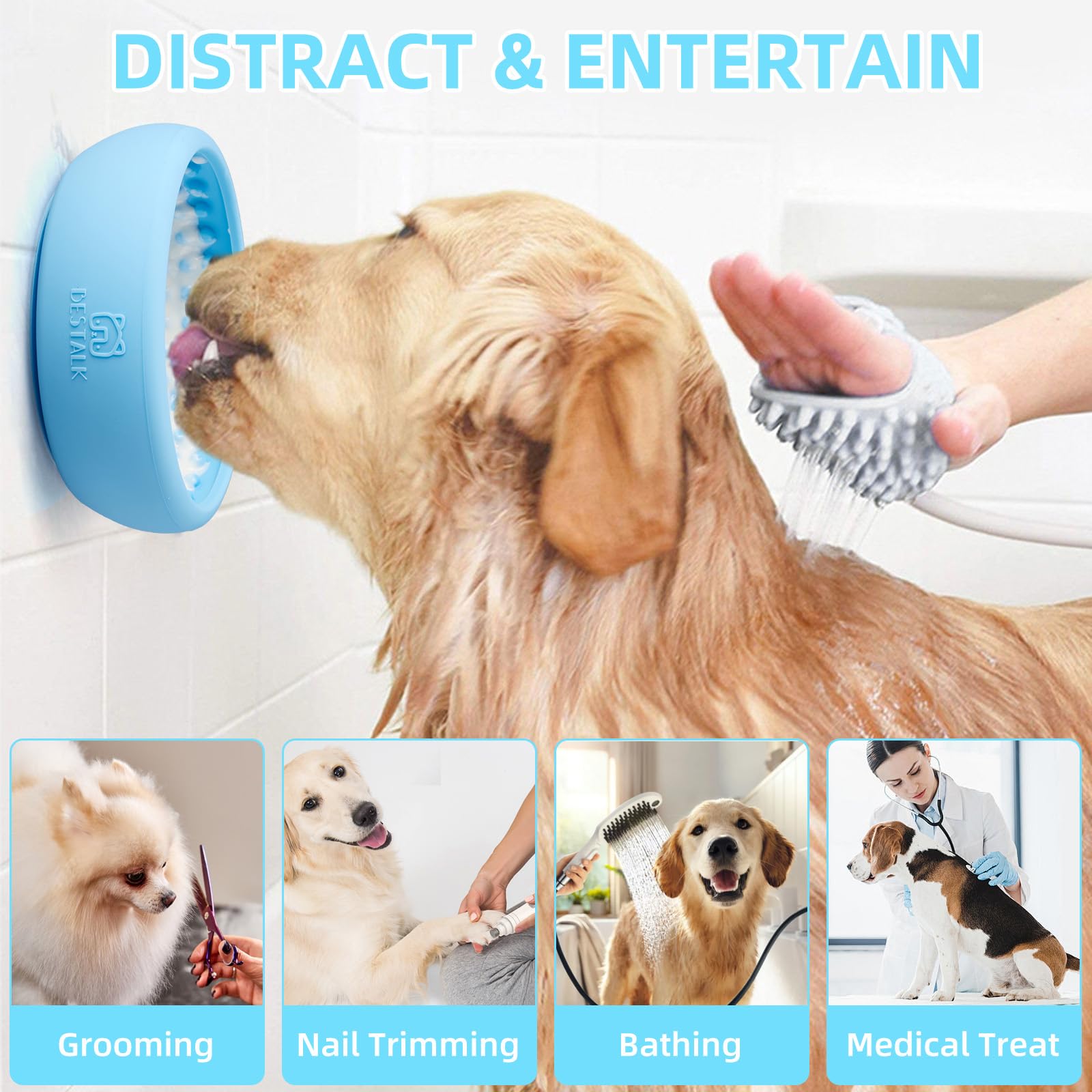 Bestalk dog lick bowl textured surface close-up highlighting stimulating licking.