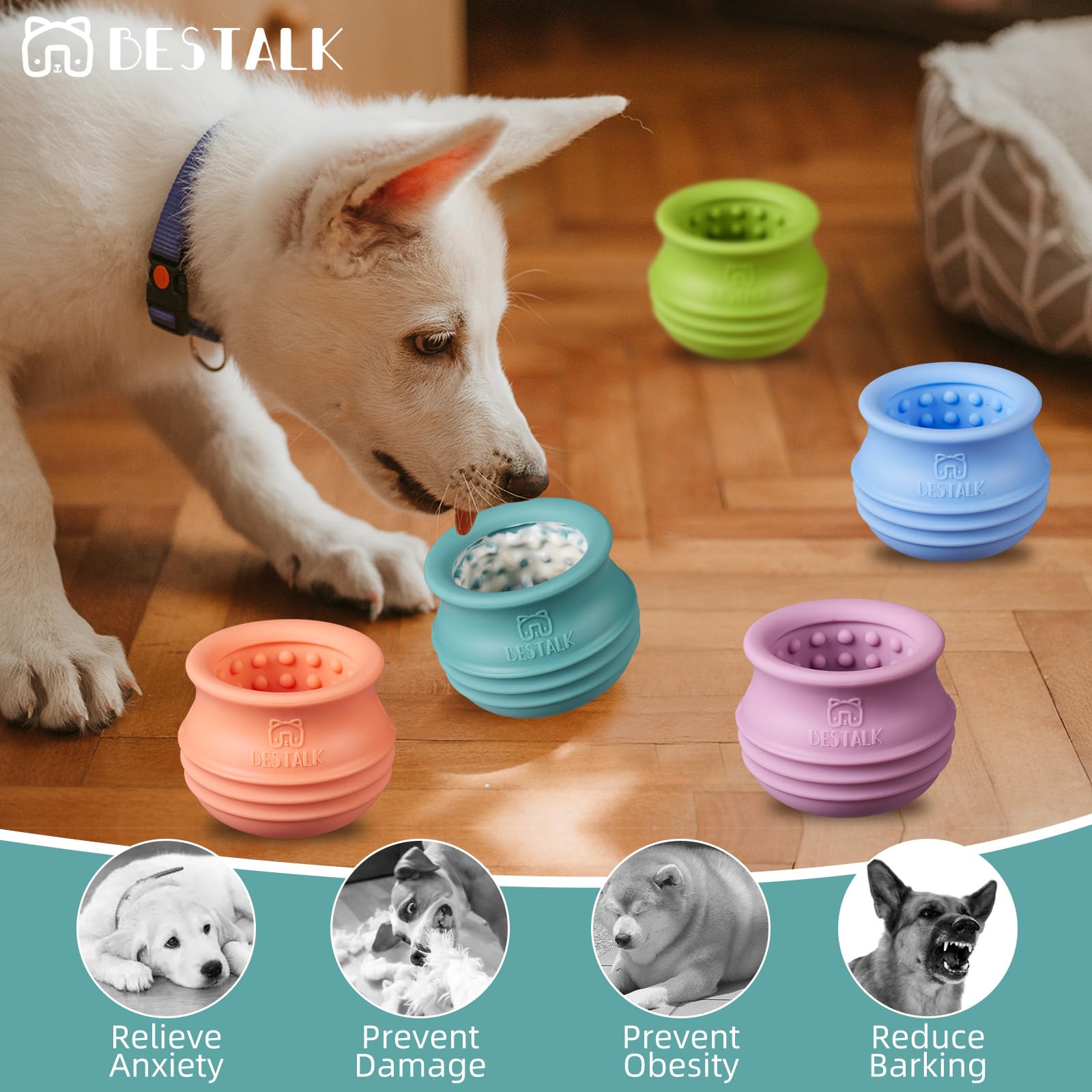 Bestalk textured surface dog toy supports licking and engagement