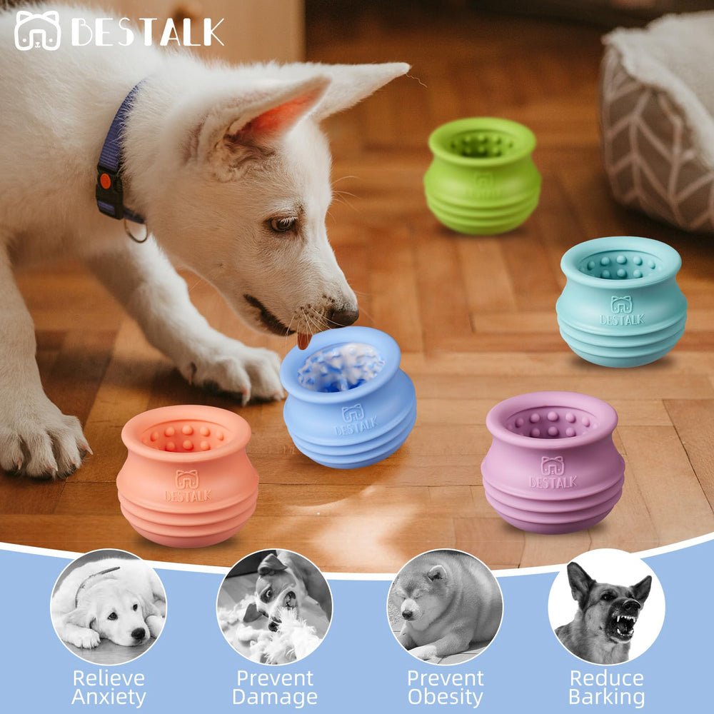 Bestalk textured-surface dog toy invites licking during daily play.