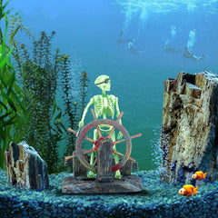 Bestgle pirate captain ornament with bubble action brings playful life to your tank.