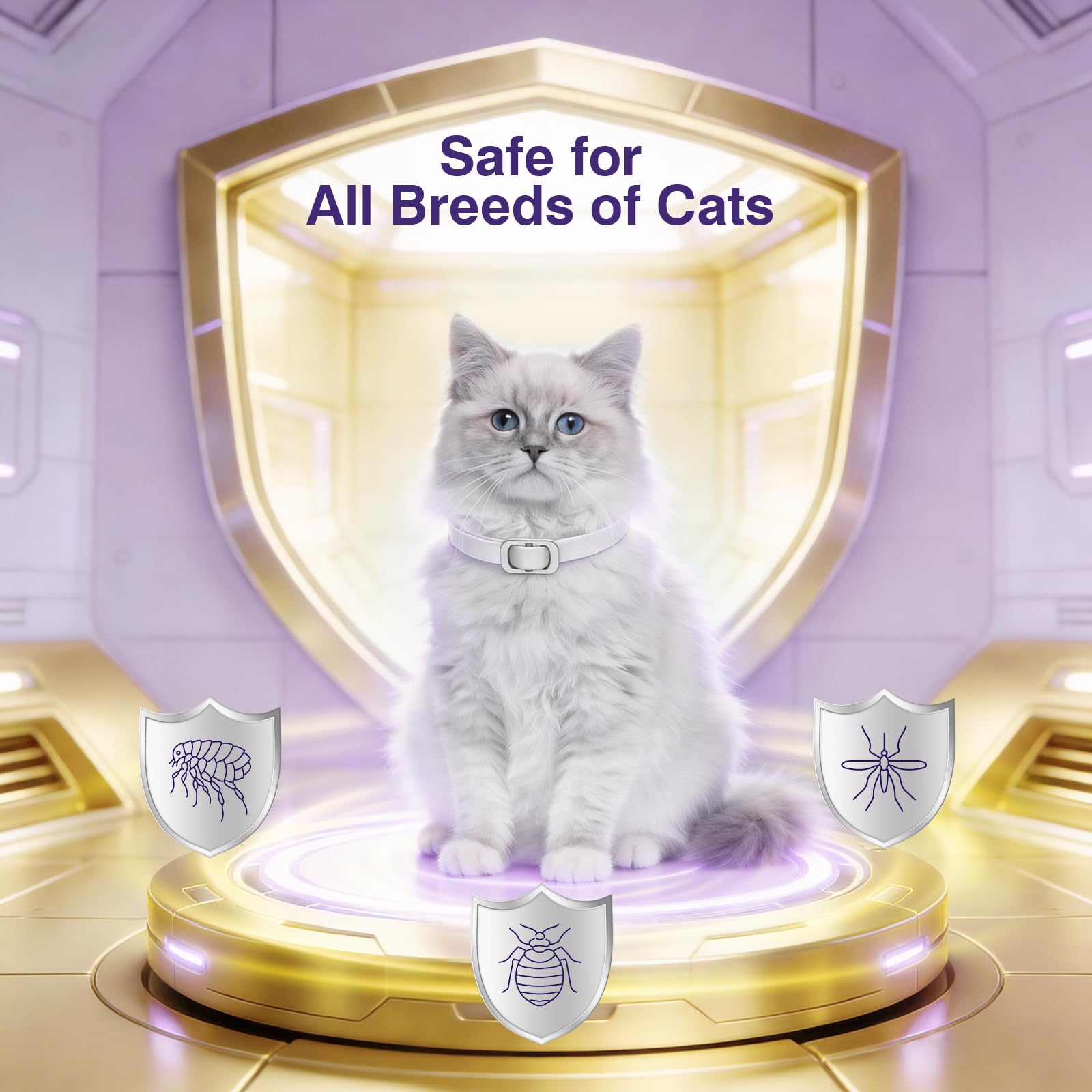 BestHoby water-resistant cat collar in gray, designed for indoor and outdoor use.
