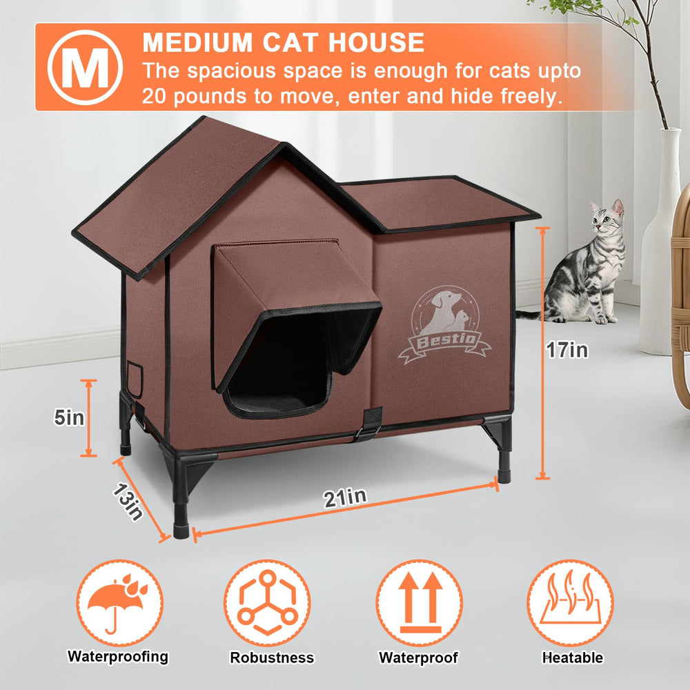 Bestio cat house with eave design highlighting shelter stability and protection