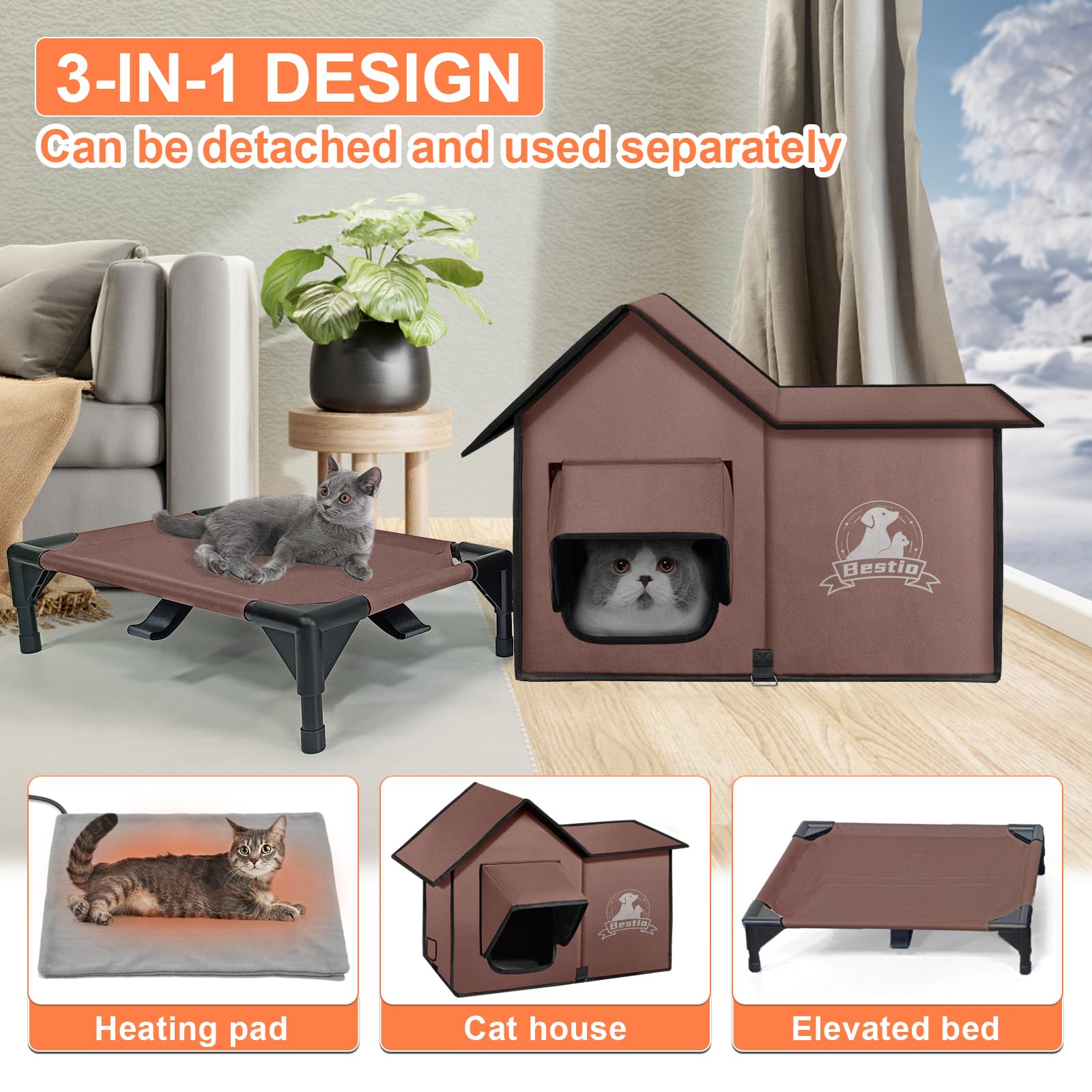 Bestio five-layer insulation inside the outdoor cat house for warmth