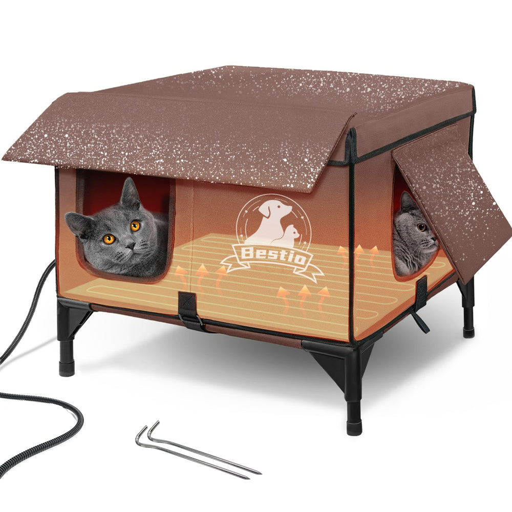 Bestio outdoor heated cat house exterior view showing weatherproof shelter for outdoor cats
