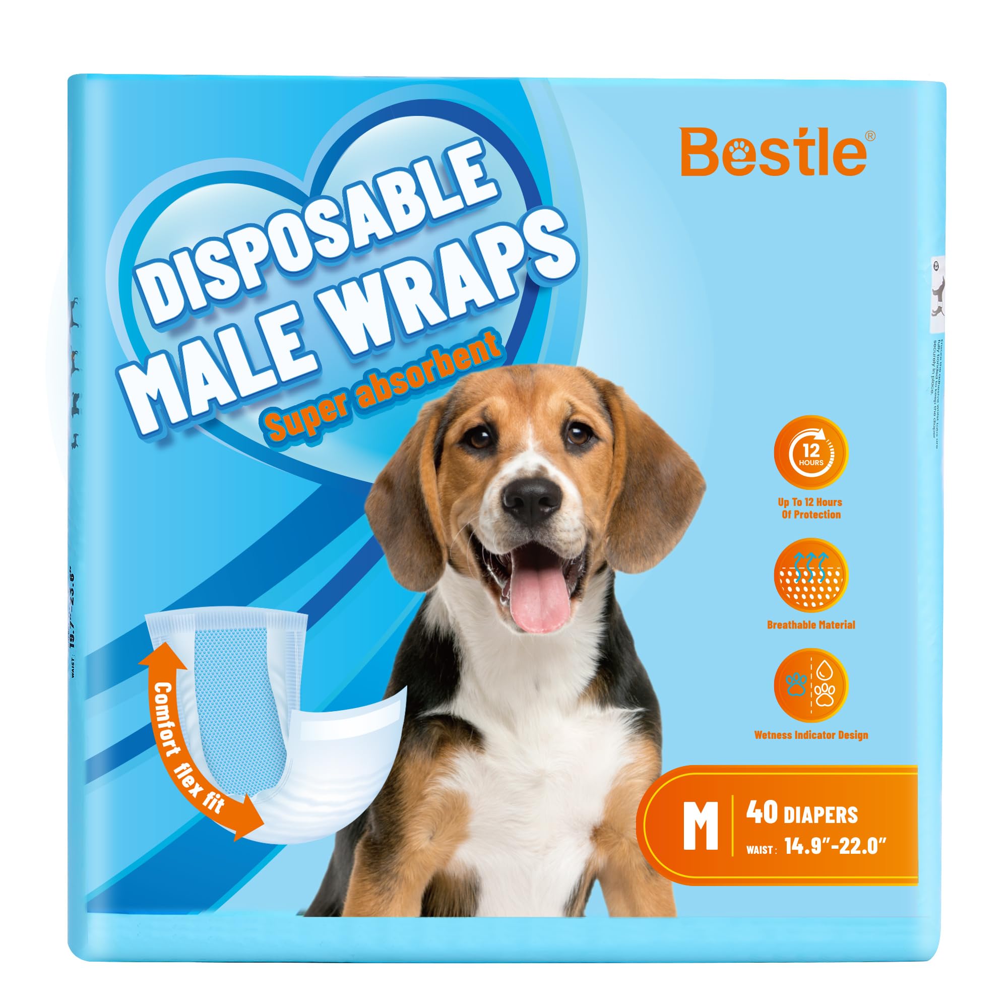 Bestle Male Dog Wrap packaging shows easy setup for mess-free changes.